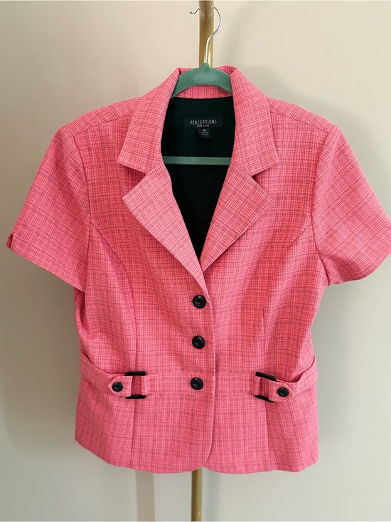 Perceptions Jackets & Blazers - Perceptions Coral-Pink Short Sleeve Tailored Blazer